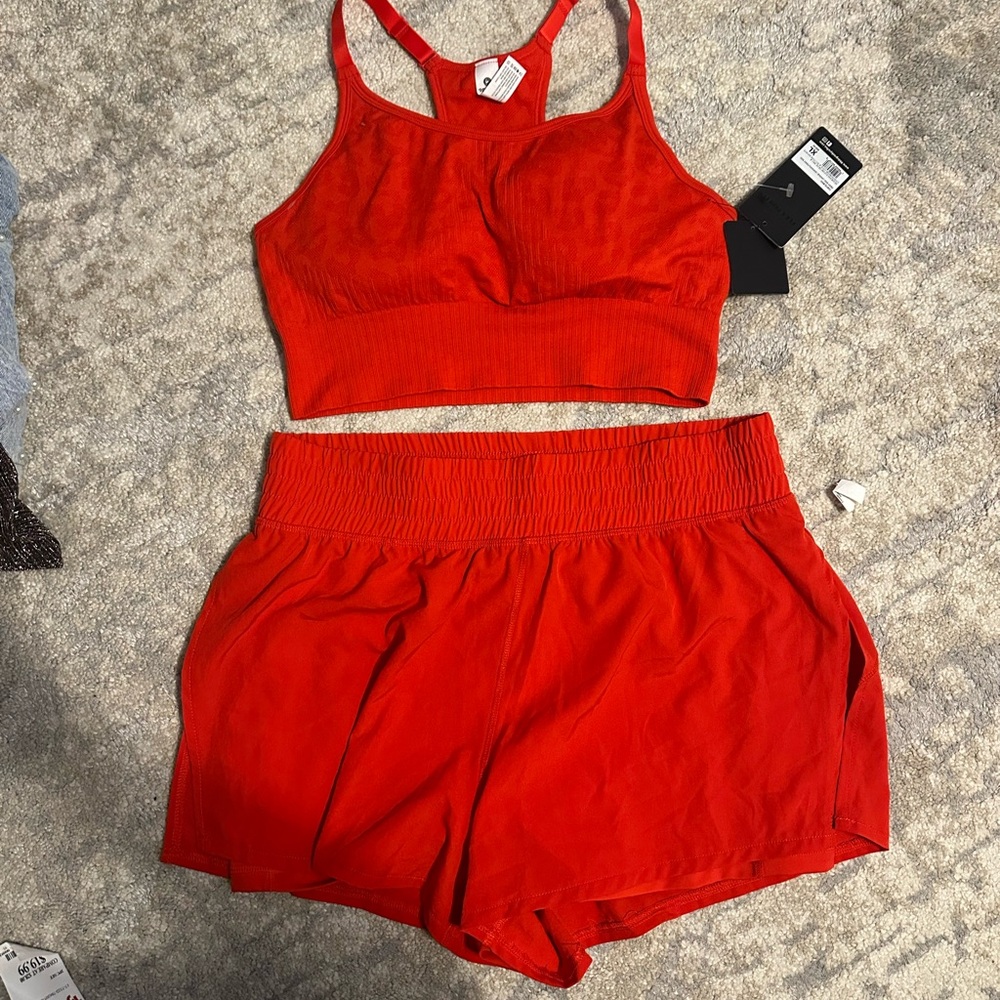 Women's Red Set Sports bra and shorts set